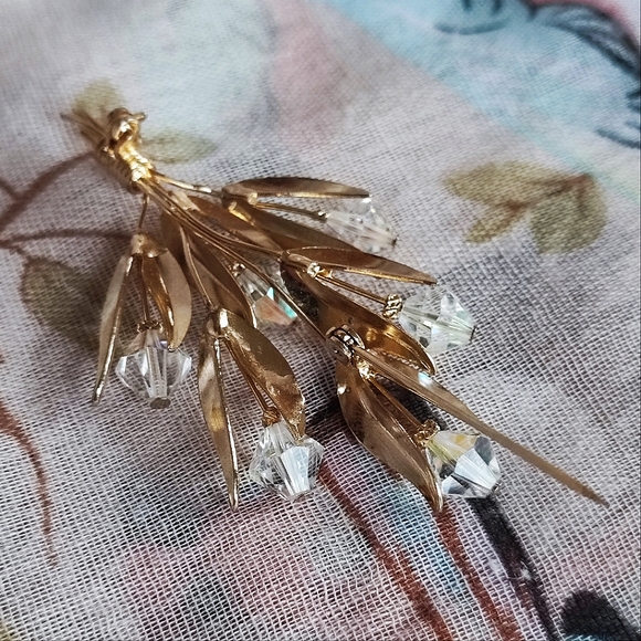 Unverified Juliana Gold Tone Crystal Clear AB Brooch Bicone Beaded Pin Stop EUC - Picture 7 of 11